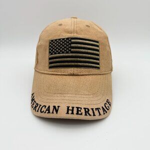 AMERICAN HERITAGE Tan “Freedom Isn’t Free” Flag Cap – Soft Washed Cotton Dad Hat